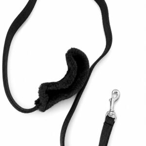 Premium Black Dog Leash with Comfortable Fur Handle